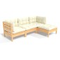 vidaXL 4-tlg. Garten-Lounge-Set mit Creme Kissen Kiefernholz vidaXL 4-tlg. Garten-Lounge-Set mit Creme Kissen Kiefernholz