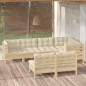 vidaXL 7-tlg. Garten-Lounge-Set mit Creme Kissen Massivholz Kiefer vidaXL 7-tlg. Garten-Lounge-Set mit Creme Kissen Massivholz Kiefer