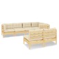 vidaXL 7-tlg. Garten-Lounge-Set mit Creme Kissen Massivholz Kiefer vidaXL 7-tlg. Garten-Lounge-Set mit Creme Kissen Massivholz Kiefer