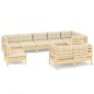 vidaXL 9-tlg. Garten-Lounge-Set mit Creme Kissen Massivholz Kiefer vidaXL 9-tlg. Garten-Lounge-Set mit Creme Kissen Massivholz Kiefer