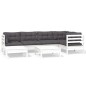 vidaXL 7-tlg. Garten-Lounge-Set mit Kissen Weiß Kiefer Massivholz vidaXL 7-tlg. Garten-Lounge-Set mit Kissen Weiß Kiefer Massivholz