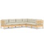 vidaXL 6-tlg. Garten-Lounge-Set mit Creme Kissen Massivholz Kiefer vidaXL 6-tlg. Garten-Lounge-Set mit Creme Kissen Massivholz Kiefer