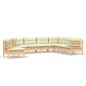 vidaXL 7-tlg. Garten-Lounge-Set mit Creme Kissen Massivholz Kiefer vidaXL 7-tlg. Garten-Lounge-Set mit Creme Kissen Massivholz Kiefer