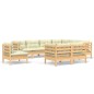 vidaXL 9-tlg. Garten-Lounge-Set mit Creme Kissen Massivholz Kiefer vidaXL 9-tlg. Garten-Lounge-Set mit Creme Kissen Massivholz Kiefer