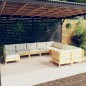 vidaXL 10-tlg. Garten-Lounge-Set mit Creme Kissen Kiefernholz vidaXL 10-tlg. Garten-Lounge-Set mit Creme Kissen Kiefernholz