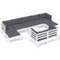 vidaXL 10-tlg. Garten-Lounge-Set mit Kissen Weiß Kiefer Massivholz vidaXL 10-tlg. Garten-Lounge-Set mit Kissen Weiß Kiefer Massivholz
