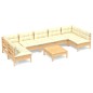 vidaXL 8-tlg. Garten-Lounge-Set mit Creme Kissen Massivholz Kiefer vidaXL 8-tlg. Garten-Lounge-Set mit Creme Kissen Massivholz Kiefer