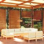 vidaXL 10-tlg. Garten-Lounge-Set mit Creme Kissen Massivholz Kiefer vidaXL 10-tlg. Garten-Lounge-Set mit Creme Kissen Massivholz Kiefer