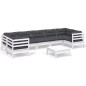 vidaXL 8-tlg. Garten-Lounge-Set mit Kissen Weiß Kiefernholz vidaXL 8-tlg. Garten-Lounge-Set mit Kissen Weiß Kiefernholz