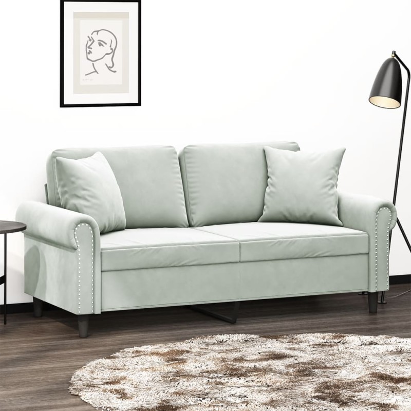 vidaXL 2-Sitzer-Sofa mit Zierkissen Hellgrau 140 cm Samt vidaXL 2-Sitzer-Sofa mit Zierkissen Hellgrau 140 cm Samt