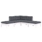 vidaXL 5-tlg. Garten-Lounge-Set mit Kissen Weiß Kiefernholz vidaXL 5-tlg. Garten-Lounge-Set mit Kissen Weiß Kiefernholz