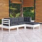 vidaXL 4-tlg. Garten-Lounge-Set mit Kissen Weiß Kiefernholz vidaXL 4-tlg. Garten-Lounge-Set mit Kissen Weiß Kiefernholz