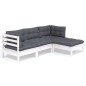 vidaXL 4-tlg. Garten-Lounge-Set mit Kissen Weiß Kiefernholz vidaXL 4-tlg. Garten-Lounge-Set mit Kissen Weiß Kiefernholz