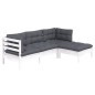 vidaXL 4-tlg. Garten-Lounge-Set mit Kissen Weiß Kiefernholz vidaXL 4-tlg. Garten-Lounge-Set mit Kissen Weiß Kiefernholz