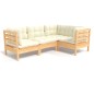 vidaXL 4-tlg. Garten-Lounge-Set mit Creme Kissen Kiefernholz vidaXL 4-tlg. Garten-Lounge-Set mit Creme Kissen Kiefernholz