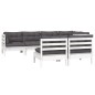 vidaXL 7-tlg. Garten-Lounge-Set mit Kissen Weiß Kiefer Massivholz vidaXL 7-tlg. Garten-Lounge-Set mit Kissen Weiß Kiefer Massivholz