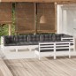 vidaXL 8-tlg. Garten-Lounge-Set mit Kissen Weiß Kiefer Massivholz vidaXL 8-tlg. Garten-Lounge-Set mit Kissen Weiß Kiefer Massivholz