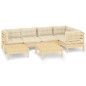 vidaXL 7-tlg. Garten-Lounge-Set mit Creme Kissen Massivholz Kiefer vidaXL 7-tlg. Garten-Lounge-Set mit Creme Kissen Massivholz Kiefer