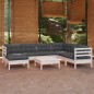 vidaXL 8-tlg. Garten-Lounge-Set mit Kissen Weiß Kiefer Massivholz vidaXL 8-tlg. Garten-Lounge-Set mit Kissen Weiß Kiefer Massivholz