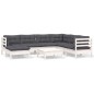 vidaXL 8-tlg. Garten-Lounge-Set mit Kissen Weiß Kiefer Massivholz vidaXL 8-tlg. Garten-Lounge-Set mit Kissen Weiß Kiefer Massivholz