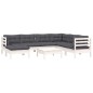 vidaXL 8-tlg. Garten-Lounge-Set mit Kissen Weiß Kiefer Massivholz vidaXL 8-tlg. Garten-Lounge-Set mit Kissen Weiß Kiefer Massivholz