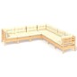 vidaXL 7-tlg. Garten-Lounge-Set mit Creme Kissen Massivholz Kiefer vidaXL 7-tlg. Garten-Lounge-Set mit Creme Kissen Massivholz Kiefer