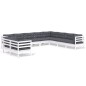 vidaXL 10-tlg. Garten-Lounge-Set mit Kissen Weiß Massivholz Kiefer vidaXL 10-tlg. Garten-Lounge-Set mit Kissen Weiß Massivholz Kiefer