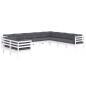 vidaXL 10-tlg. Garten-Lounge-Set mit Kissen Weiß Massivholz Kiefer vidaXL 10-tlg. Garten-Lounge-Set mit Kissen Weiß Massivholz Kiefer