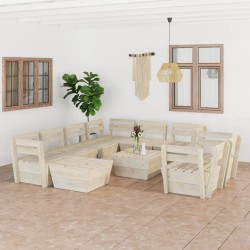 10-tlg. Garten-Paletten-Lounge-Set Imprägniertes Fichtenholz