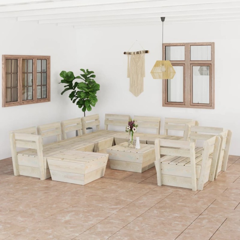 10-tlg. Garten-Paletten-Lounge-Set Imprägniertes Fichtenholz 10-tlg. Garten-Paletten-Lounge-Set Imprägniertes Fichtenholz