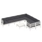 vidaXL 10-tlg. Garten-Lounge-Set mit Kissen Weiß Kiefernholz vidaXL 10-tlg. Garten-Lounge-Set mit Kissen Weiß Kiefernholz