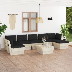 vidaXL 8-tlg. Garten-Sofagarnitur aus Paletten mit Kissen Fichtenholz