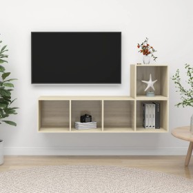 vidaXL 2-tlg. TV-Schrank-Set Sonoma-Eiche Holzwerkstoff