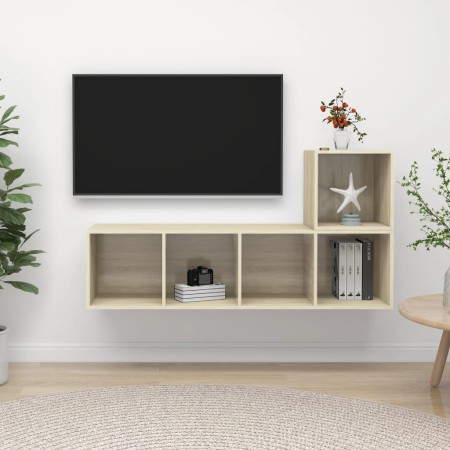 vidaXL 2-tlg. TV-Schrank-Set Sonoma-Eiche Holzwerkstoff