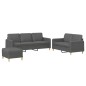 vidaXL 3-tlg. Sofagarnitur mit Kissen Dunkelgrau Stoff vidaXL 3-tlg. Sofagarnitur mit Kissen Dunkelgrau Stoff