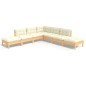 vidaXL 7-tlg. Garten-Lounge-Set mit Creme Kissen Kiefernholz vidaXL 7-tlg. Garten-Lounge-Set mit Creme Kissen Kiefernholz