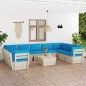 10-tlg. Garten-Sofagarnitur aus Paletten mit Kissen Fichtenholz 10-tlg. Garten-Sofagarnitur aus Paletten mit Kissen Fichtenholz
