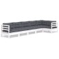 vidaXL 6-tlg. Garten-Lounge-Set mit Kissen Weiß Kiefernholz vidaXL 6-tlg. Garten-Lounge-Set mit Kissen Weiß Kiefernholz