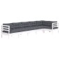 vidaXL 6-tlg. Garten-Lounge-Set mit Kissen Weiß Kiefernholz vidaXL 6-tlg. Garten-Lounge-Set mit Kissen Weiß Kiefernholz