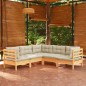 vidaXL 5-tlg. Garten-Lounge-Set mit Creme Kissen Massivholz Kiefer vidaXL 5-tlg. Garten-Lounge-Set mit Creme Kissen Massivholz Kiefer