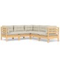vidaXL 5-tlg. Garten-Lounge-Set mit Creme Kissen Massivholz Kiefer vidaXL 5-tlg. Garten-Lounge-Set mit Creme Kissen Massivholz Kiefer