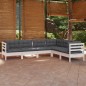 vidaXL 6-tlg. Garten-Lounge-Set mit Kissen Weiß Kiefer Massivholz vidaXL 6-tlg. Garten-Lounge-Set mit Kissen Weiß Kiefer Massivholz