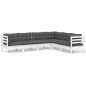 vidaXL 6-tlg. Garten-Lounge-Set mit Kissen Weiß Kiefer Massivholz vidaXL 6-tlg. Garten-Lounge-Set mit Kissen Weiß Kiefer Massivholz