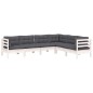 vidaXL 6-tlg. Garten-Lounge-Set mit Kissen Weiß Kiefer Massivholz vidaXL 6-tlg. Garten-Lounge-Set mit Kissen Weiß Kiefer Massivholz
