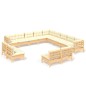 vidaXL 13-tlg. Garten-Lounge-Set mit Creme Kissen Massivholz Kiefer vidaXL 13-tlg. Garten-Lounge-Set mit Creme Kissen Massivholz Kiefer