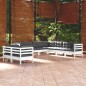vidaXL 9-tlg. Garten-Lounge-Set mit Kissen Weiß Massivholz Kiefer vidaXL 9-tlg. Garten-Lounge-Set mit Kissen Weiß Massivholz Kiefer