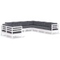 vidaXL 9-tlg. Garten-Lounge-Set mit Kissen Weiß Massivholz Kiefer vidaXL 9-tlg. Garten-Lounge-Set mit Kissen Weiß Massivholz Kiefer