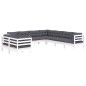 vidaXL 9-tlg. Garten-Lounge-Set mit Kissen Weiß Massivholz Kiefer vidaXL 9-tlg. Garten-Lounge-Set mit Kissen Weiß Massivholz Kiefer
