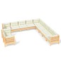 vidaXL 11-tlg. Garten-Lounge-Set mit Creme Kissen Massivholz Kiefer vidaXL 11-tlg. Garten-Lounge-Set mit Creme Kissen Massivholz Kiefer