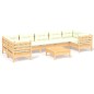 vidaXL 8-tlg. Garten-Lounge-Set mit Creme Kissen Kiefernholz vidaXL 8-tlg. Garten-Lounge-Set mit Creme Kissen Kiefernholz
